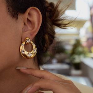 Zircon stainless steel earrings