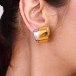 Stainless steel color blocked earrings