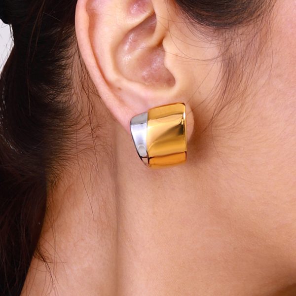 Stainless steel color blocked earrings