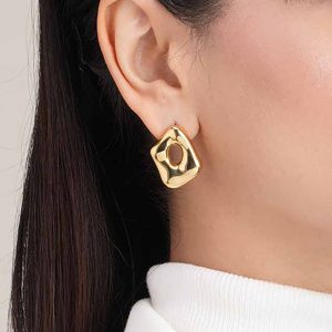 Geometric titanium steel earrings for women, non fading earrings