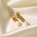 Minimally designed earrings with freshwater pearl earrings