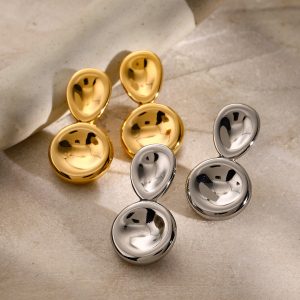18k gold stainless steel chubby spiral pendant earrings