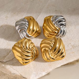 Stainless steel contrasting earrings
