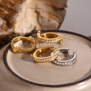 Simple diamond-set ring stainless steel thumb ring ring metal