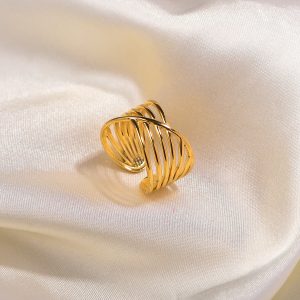 Cross multi-layer line opening ring ring 18K