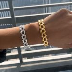 18k gold stainless steel bracelet stacked