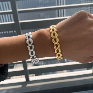 18k gold stainless steel bracelet stacked