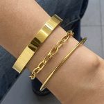 Stainless steel gold open bracelet bracelet hand