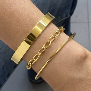 Stainless steel gold open bracelet bracelet hand