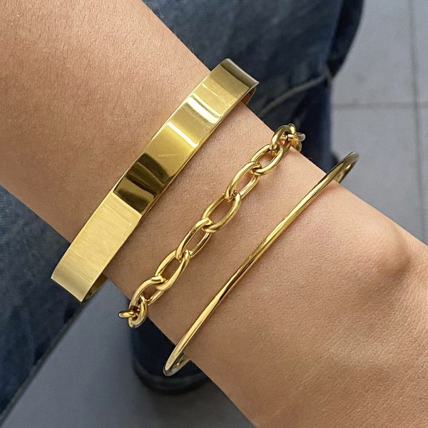 Stainless steel gold open bracelet bracelet hand