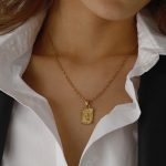 Angel titanium steel necklace with simple collarbone chain