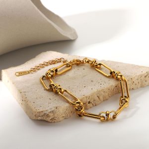 Wide chain cross buckle bracelet vacuum plated 18K gold
