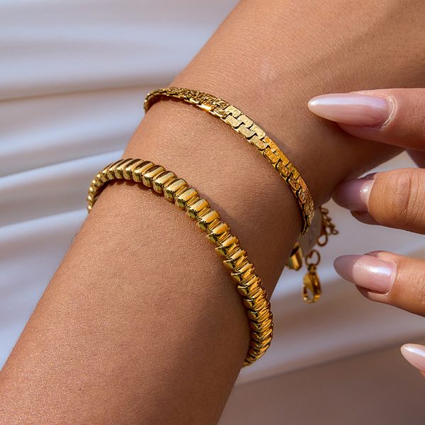 Stainless steel vintage sand gold 18k gold