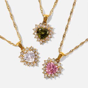 Women's zircon heart-shaped necklace