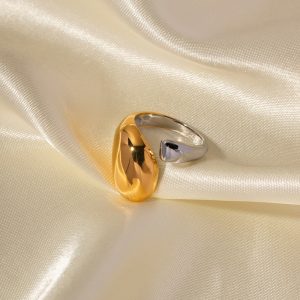 Women's color-blocking exaggerated irregular opening rings