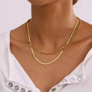 Stacked titanium steel necklace