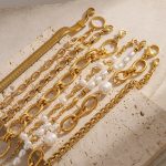 Stainless steel gold pearl bracelet metal chain
