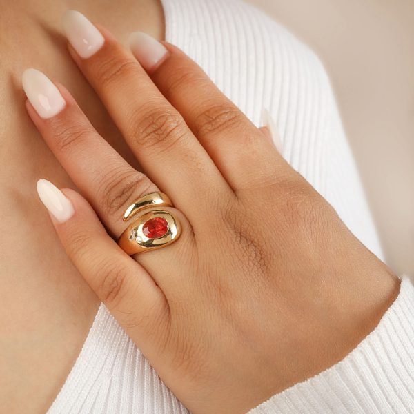 Zircon Snake Ring Women's Ring Stainless Steel