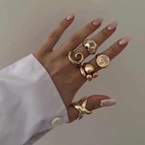 18k gold stainless steel metal double glossy ring