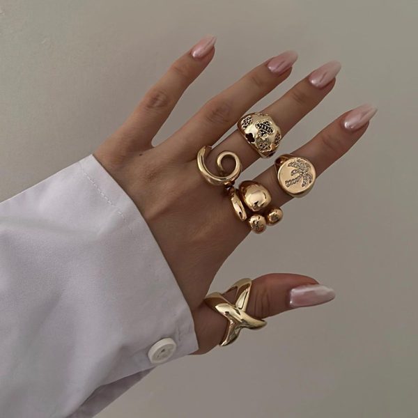18k gold stainless steel metal double glossy ring
